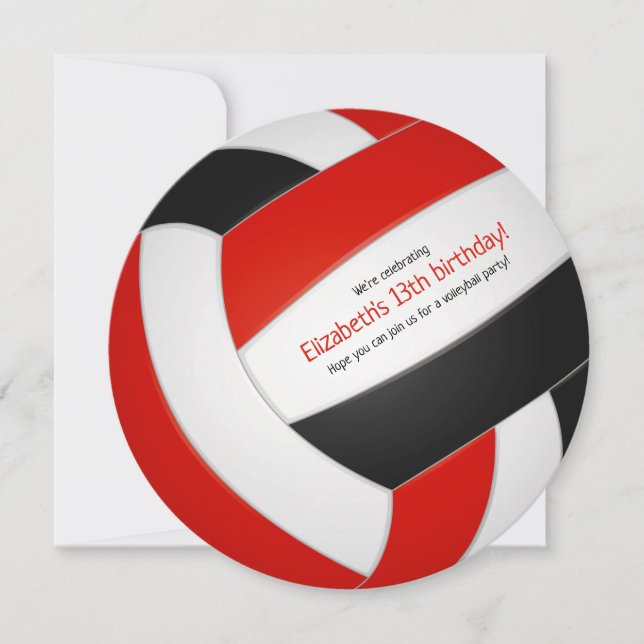Red Black Team färg volleyball party Meddelande (Framsida)