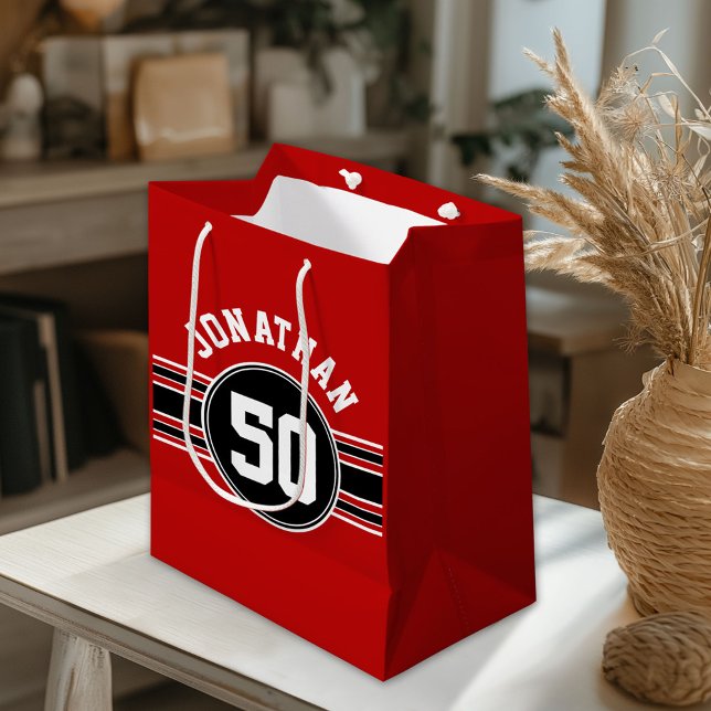 Red Black Team Jersey Fläkt Gear Namn nummer (Custom Gift Bag)