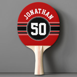 Red Black Team Jersey Fläkt Gear Namn nummer Pingisracket