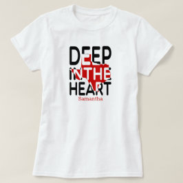 Red & Black TX State Cutout Deep in Heart T Shirt