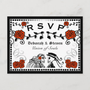 Red & Black Union of Souls Bröllop OSA PostCard Inbjudan Vykort