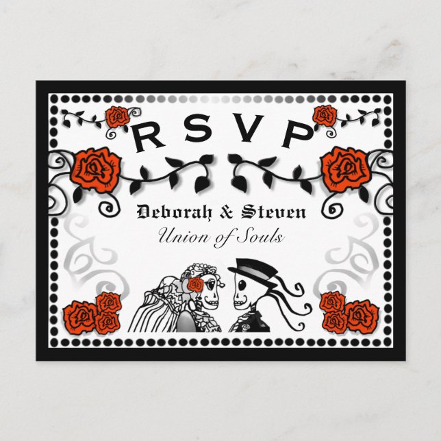 Red & Black Union of Souls Bröllop OSA PostCard Inbjudan Vykort (Framsida)