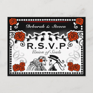 Red & Black Union of Souls Bröllop OSA PostCard Inbjudan Vykort