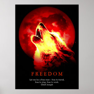 Red Black Unique Motivational Vargs Howls Skriv ut Poster