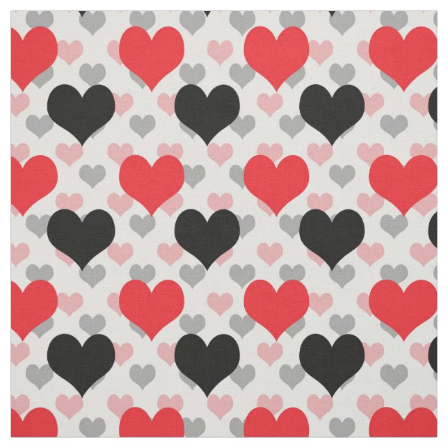 Red Black Valentine Kärlek Hearts Tyg (Provkarta)