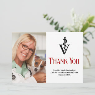 Red Black Veterinarian Office Photo Anpassade Tack Kort