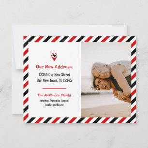 Red & Black Vi har Flyttat Stripe Flytta Photo