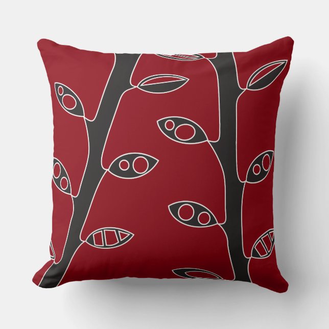 Red Black VINES Retro DESIGN Dekorativ kudde (Framsida)