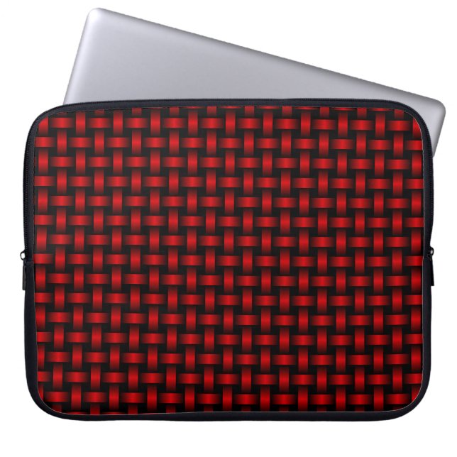 Red Black Weave Mönster Laptop Fodral (Framsidan)