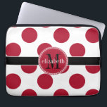 Red Black White Big Polka Dot Monogram Laptop Sleeve<br><div class="desc">Stora,  djärva polka dots som ger ett modernt utseende på ett klassiskt mönster i en mängd olika kombinationer av färg för dig att monogram med ditt första och sista namn. Skapat av Helgdag Hearts Designs för HHTrendyCase. Här i mörken bär bär rött,  svart och vitt.</div>