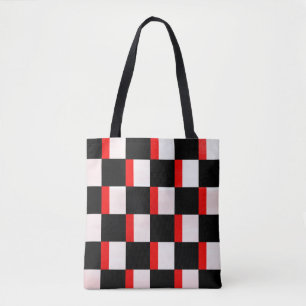 Red Black White Checkerboard Art Tote Tygkasse