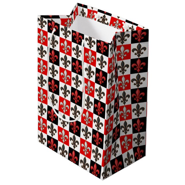 Red Black White Checkered Fleur-de-lis Design (Skapare uppladdad)