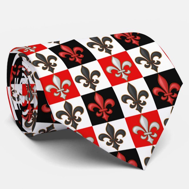 Red Black White Checkered Fleur-de-lis Design Slips (Skapare uppladdad)