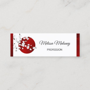 Red Black White Cherry Blommar Stigning Sol Mini Visitkort