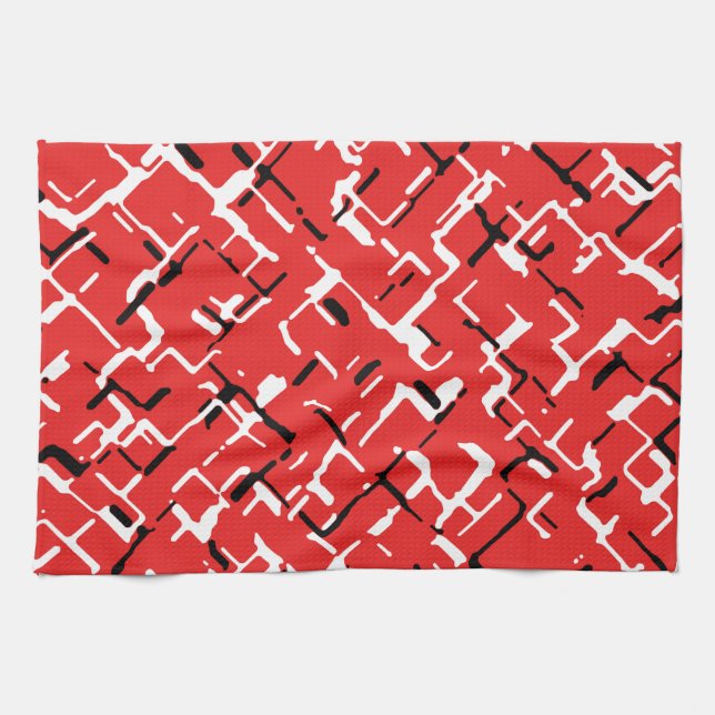 Red Black White Coola Mönster Kökshandduk (Horisontell)