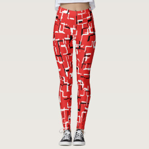 Red Black White Cute Coola Mönster Leggings