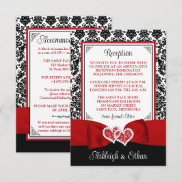 Red, Black, White Damask, Kärlek Hearts-hölje OSA Kort