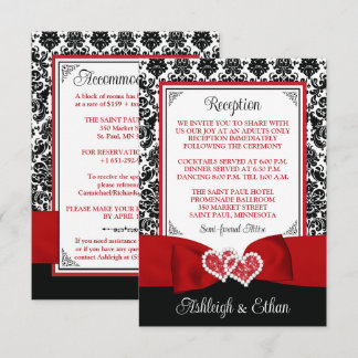 Red, Black, White Damask, Kärlek Hearts-hölje OSA Kort