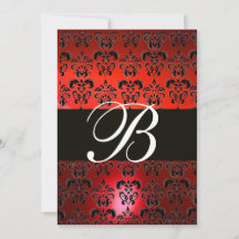 RED BLACK WHITE DAMASK MONOGRAM OSA