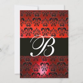 RED BLACK WHITE DAMASK MONOGRAM OSA INBJUDNINGAR