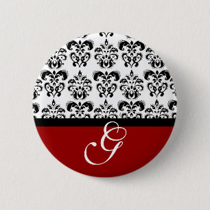RED BLACK WHITE DAMASK WEDDING MONOGRAM KNAPP