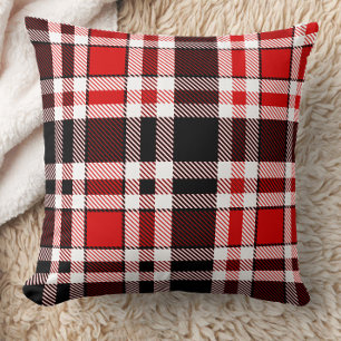 Red Black White Flskanansk Tartan Mönster Design Kudde