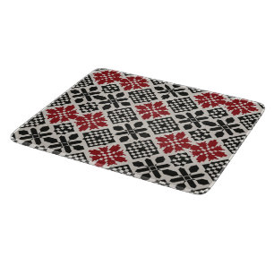 Red Black White Geometric Keffiyeh Folk Mönster