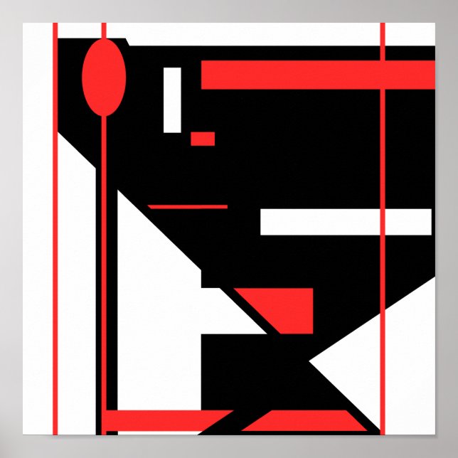 Red Black White Geometric MCM-liknande design Poster (Framsidan)