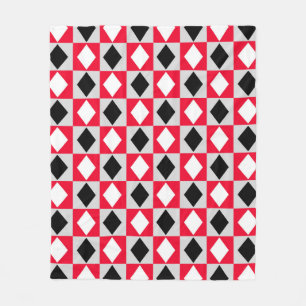 Red Black White Geometric Rhombus Diamond Fleecefilt