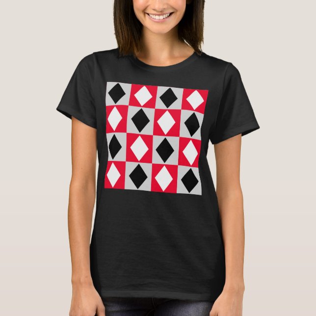 Red Black White Geometric Rhombus Diamond T Shirt (Framsida)