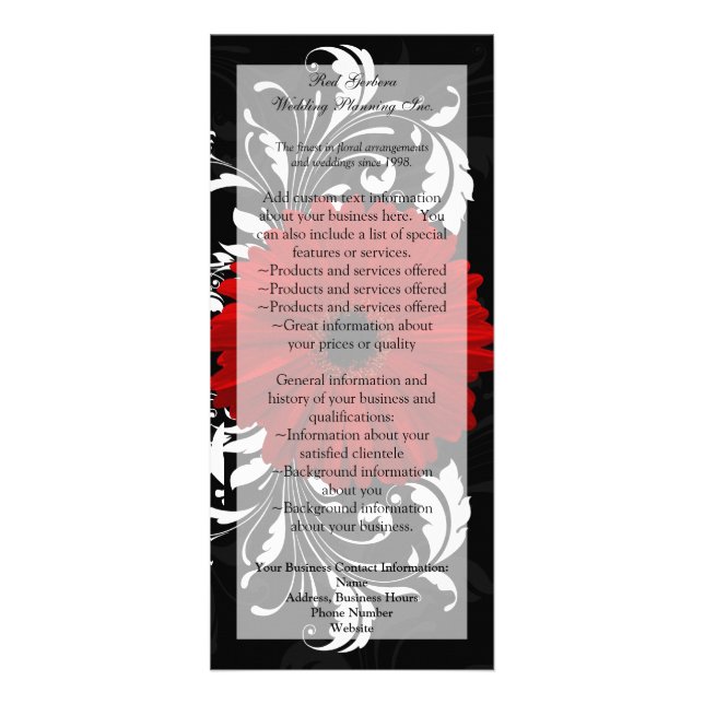 Red, Black, White Gerbera Daisy Menu, Program (Framsidan)