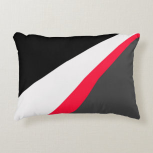 Red Black White Grått Mönster Prydnadskudde