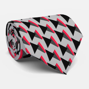 Red Black White Grått Mönster Slips