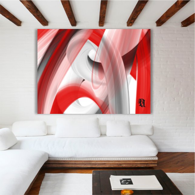 Red Black White Gray Abstract  Canvastryck (Skapare uppladdad)