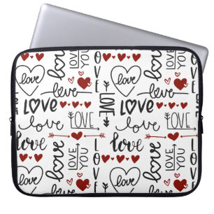 RED BLACK WHITE HAND PLOCKADE KÄRLEK & HEARTS LAPTOP FODRAL