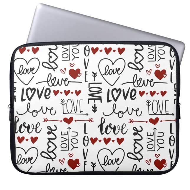 RED BLACK WHITE HAND PLOCKADE KÄRLEK & HEARTS LAPTOP FODRAL (Framsidan)