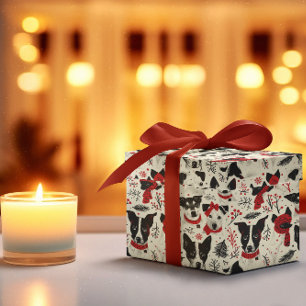 Red Black White jul Hundar Theme Mönster Presentpapper