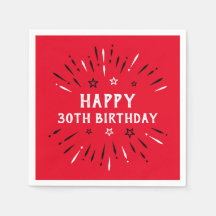 Red Black White lycklig 30års födelsedag Fireworks