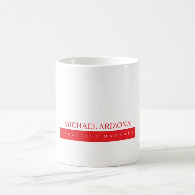 Red Black & White Minimalist Simple Plain Modern Kaffemugg (Center)