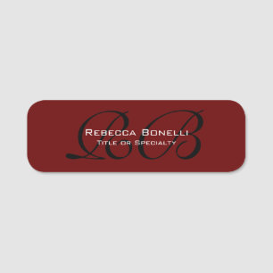 Red Black White Monogram Minimalist Plain Namnbricka