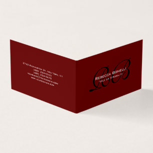 Red Black White Monogram Minimalist Plain Visitkort