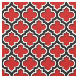 Red Black White Moroccan Quatrefoil Mönster #5DS Tyg