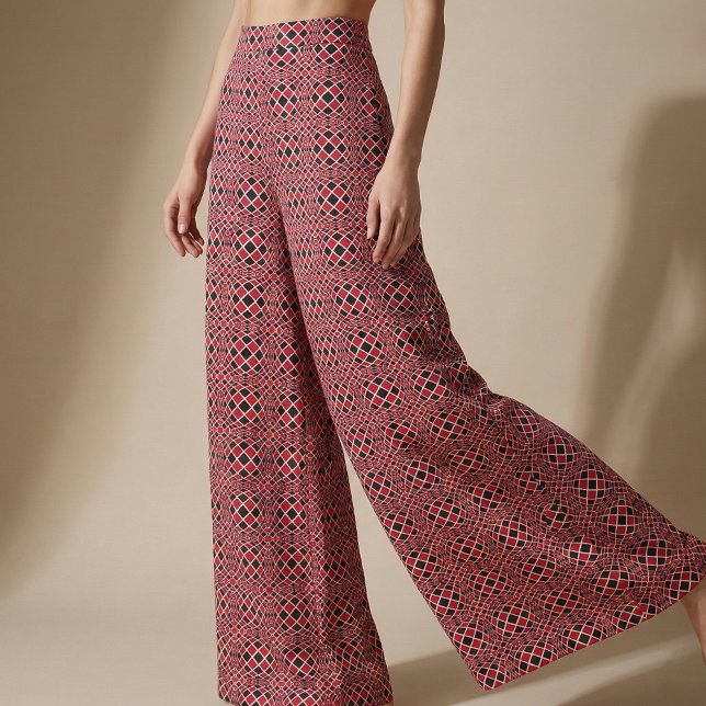 Red Black & White Op Art Geometric Mönster Tyg (Skapare uppladdad)