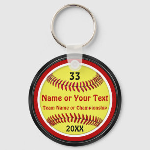 Red, Black, White PERSONLIG Softball Keychains Nyckelring