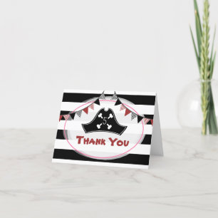 Red Black + White Pirat Birthday Tack Kort