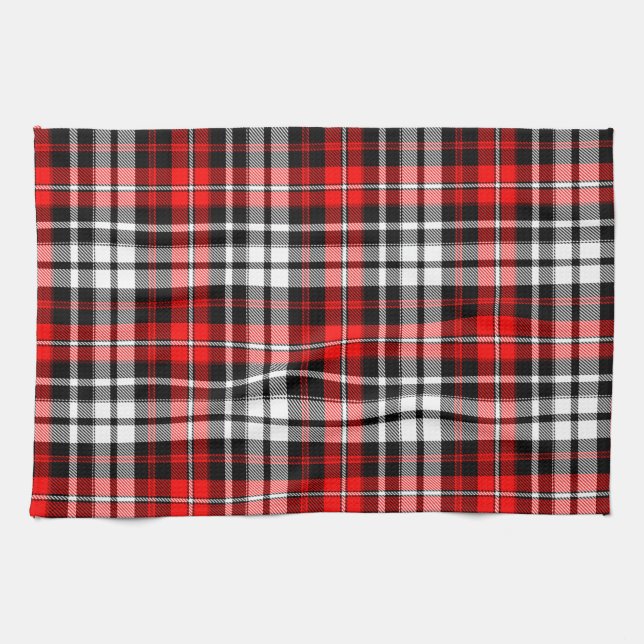 Red Black White Plaid Tartan Pattern Design  Kökshandduk (Horisontell)