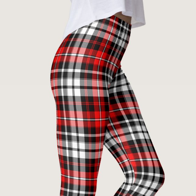 Red Black White Plaid Tartan Pattern Design  Leggings (Skapare uppladdad)