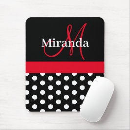 Red Black White Polka Dot Monogram Musmatta