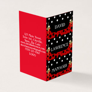 RED BLACK WHITE POLKA DOTS MODERN TRENDIG MANAGER VISITKORT