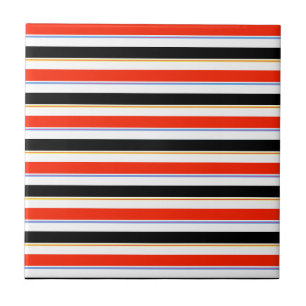 Red Black White Rand Linjer Mönster Design Kakelplatta